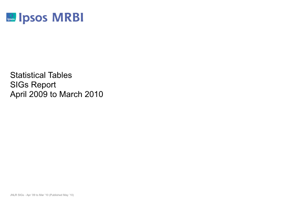 Statistical Tables