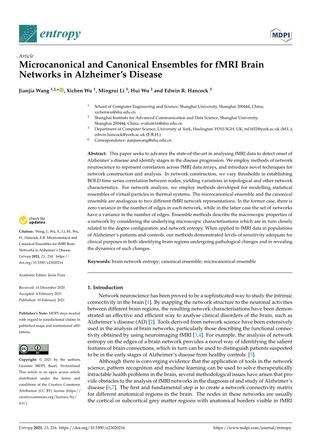 Microcanonical and Canonical Ensembles for Fmri Brain Networks in Alzheimer’S Disease