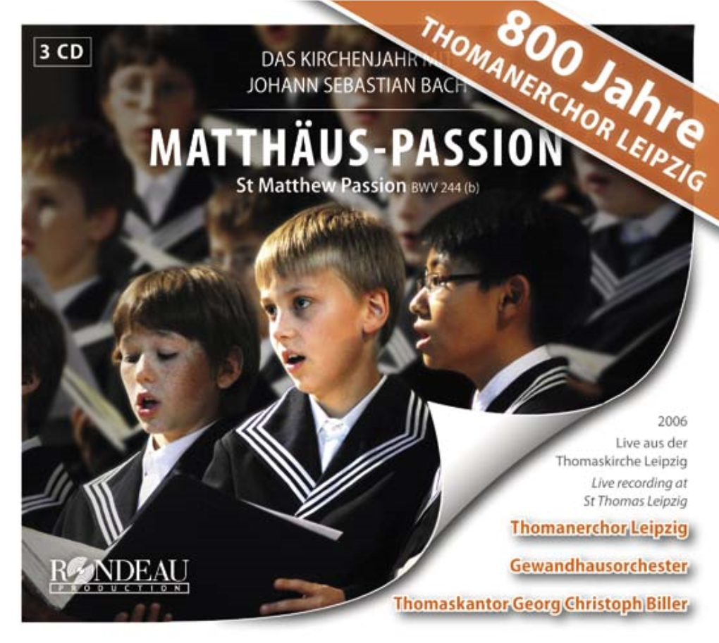 Thomanerchor Leipzig St Thomas‘S Boys Choir Leipzig Gewandhausorchester Gewandhaus Orchestra