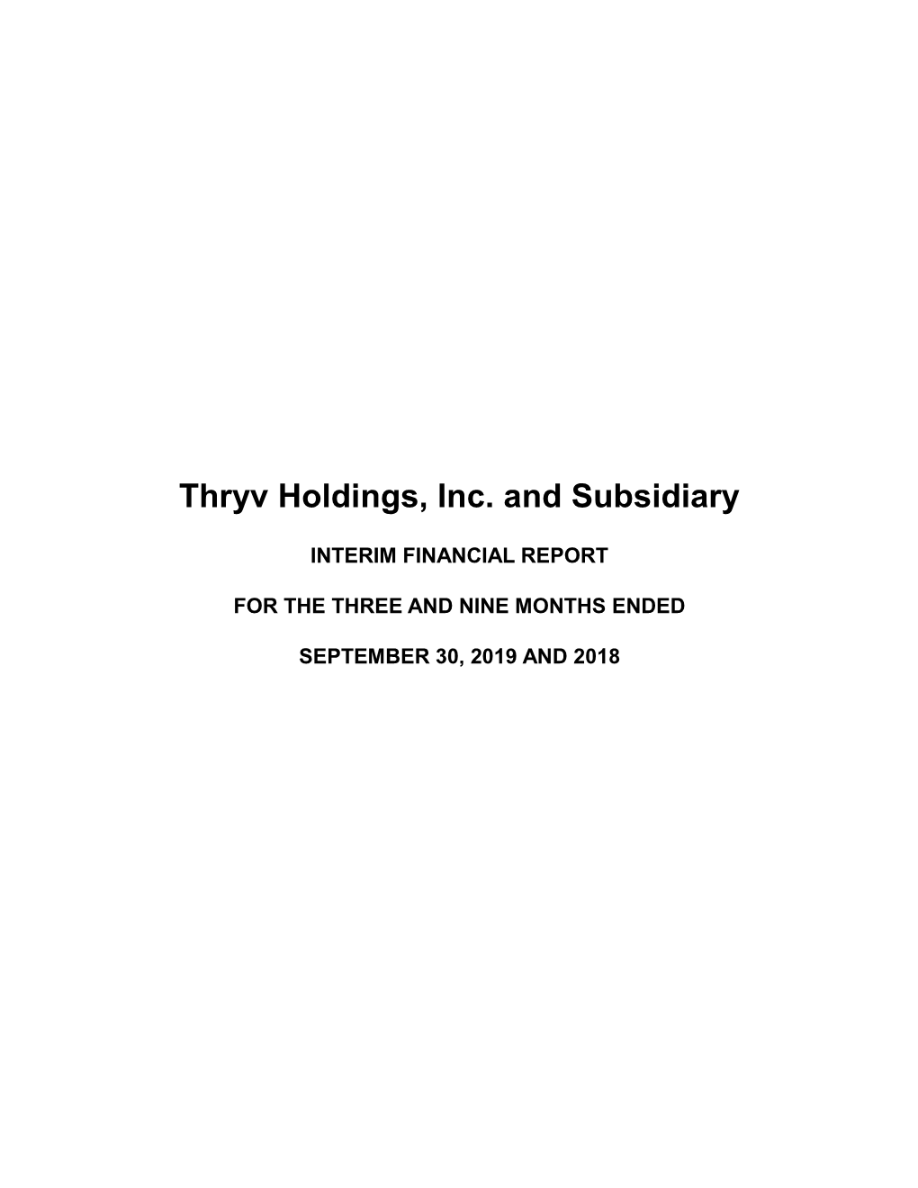 Thryv Holdings, Inc. and Subsidiary