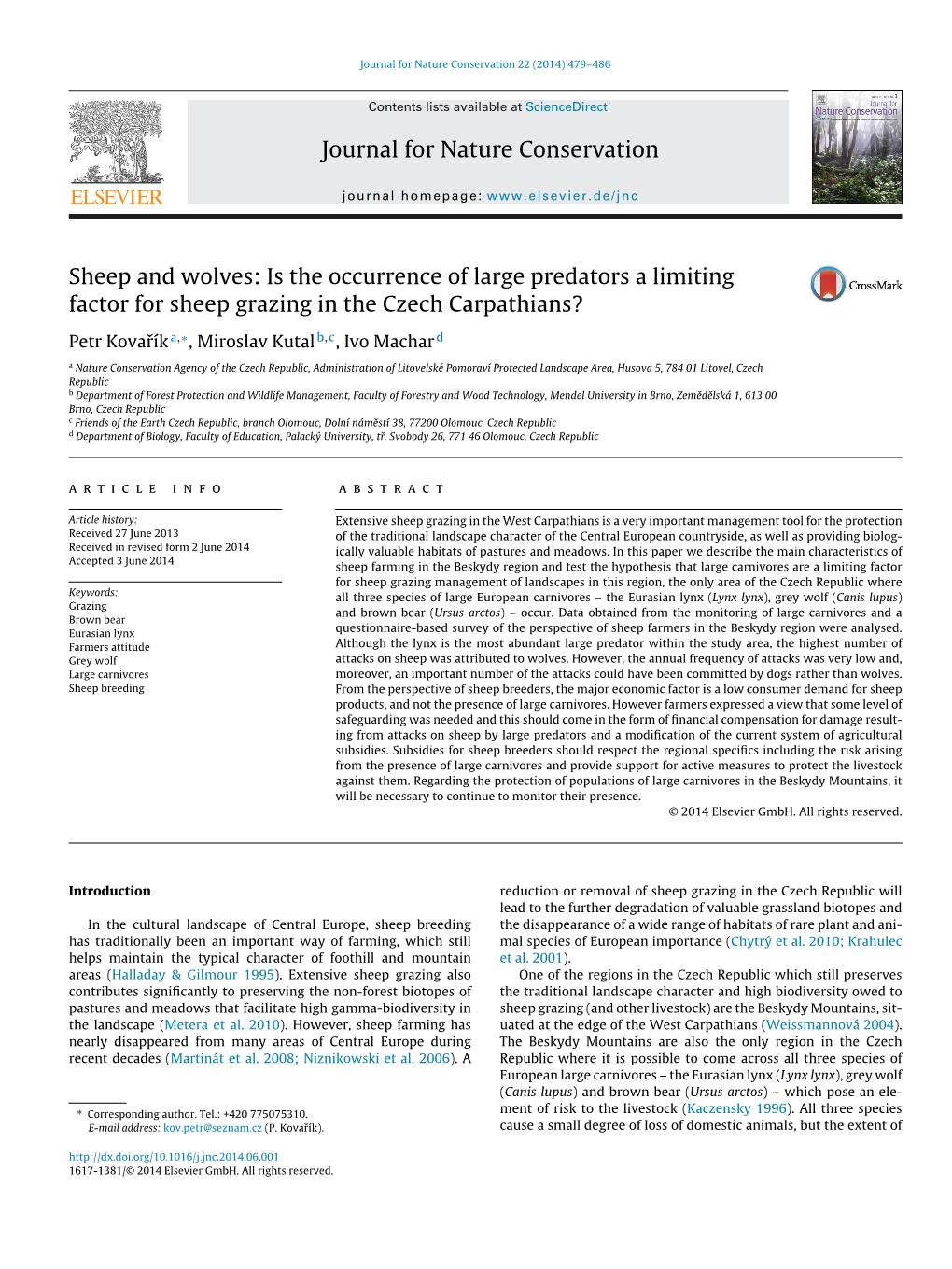 Sheep and Wolves: Is the Occurrence of Large Predators a Limiting