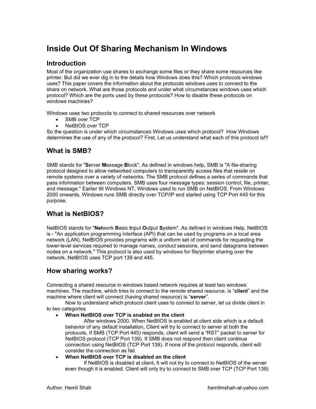 Inside out of Sharing Mechanism in Windows