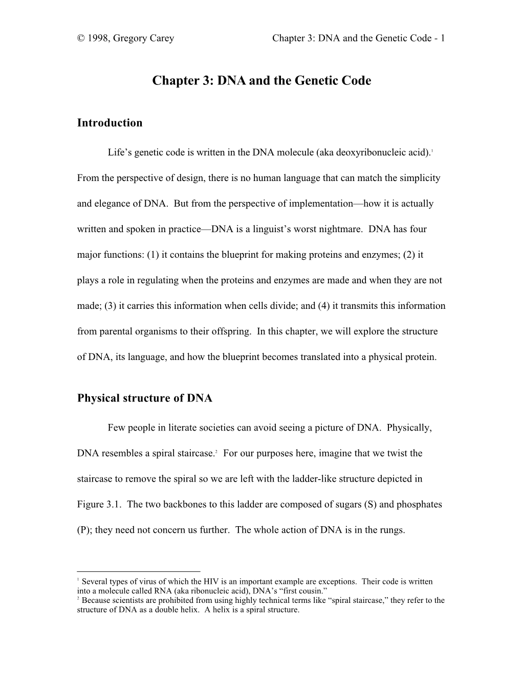 Chapter 3: DNA and the Genetic Code - 1