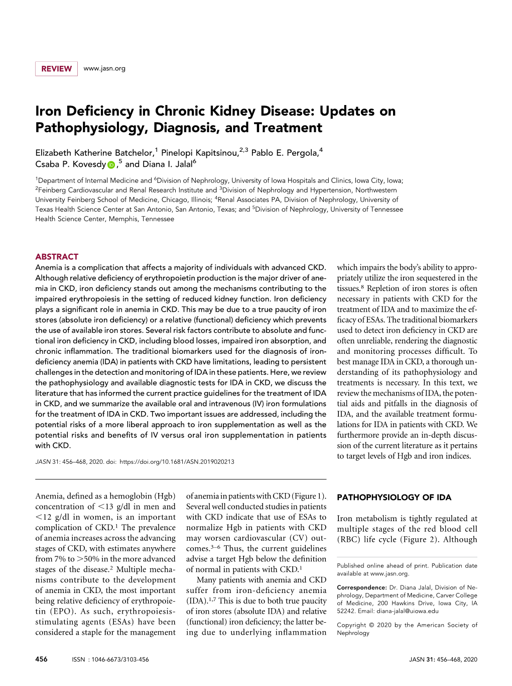 Iron Deficiency in Chronic Kidney Disease