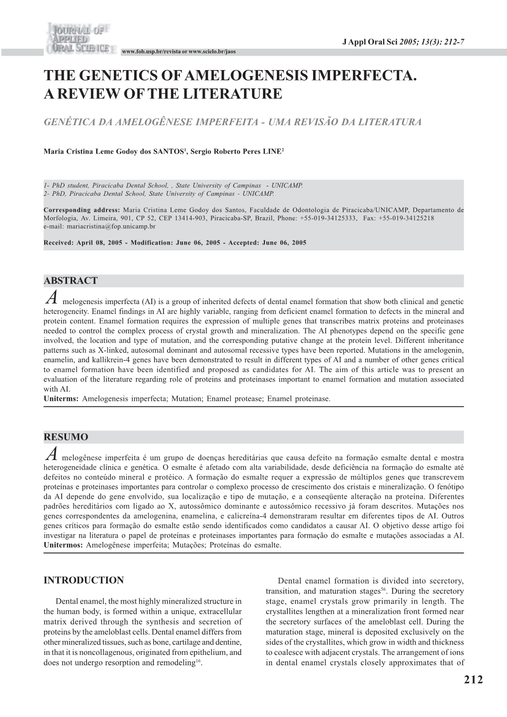 The Genetics of Amelogenesis Imperfecta