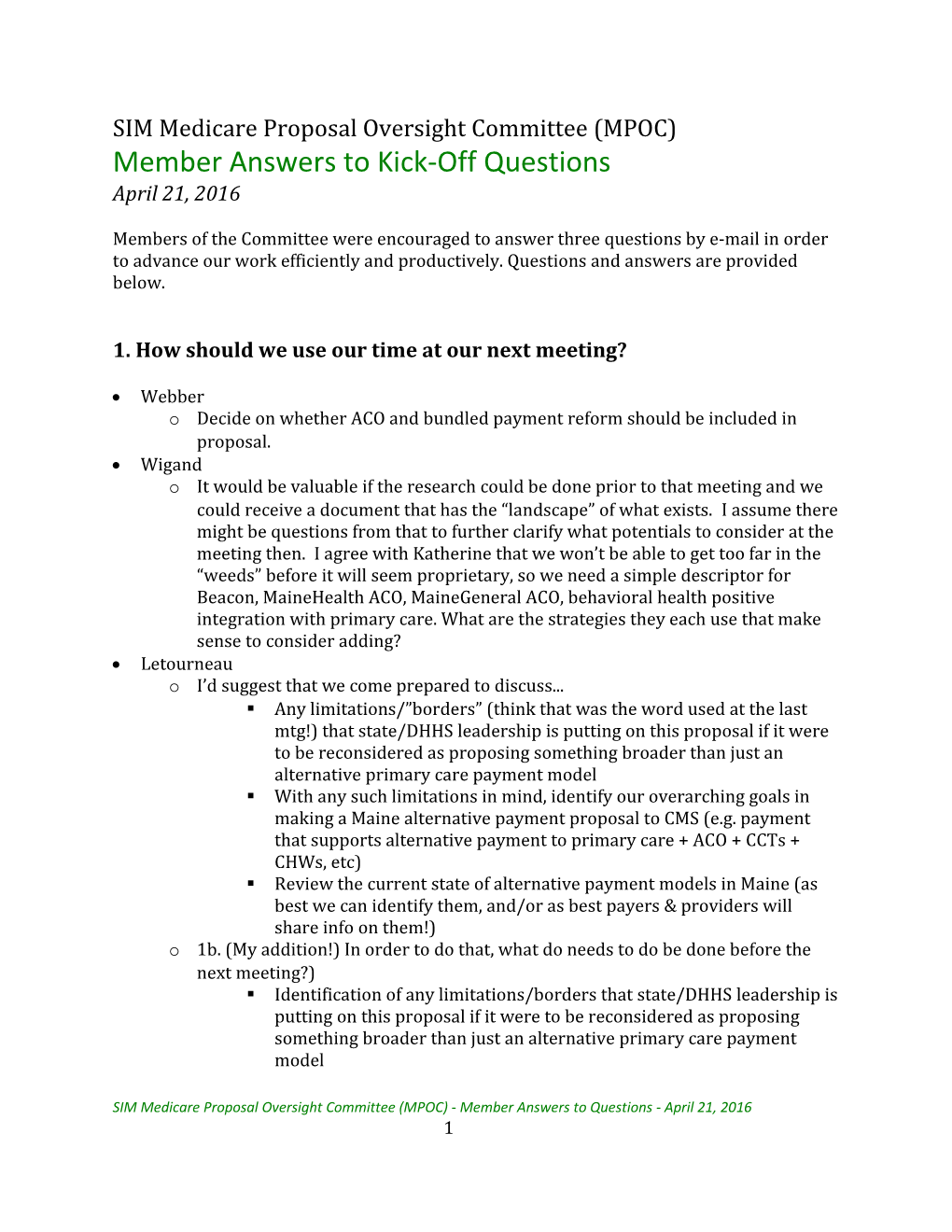 SIM Medicare Proposal Oversight Committee (MPOC)