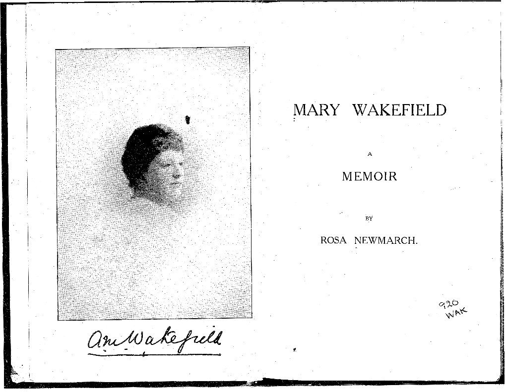 Mary Wakefield's Quaker Descent