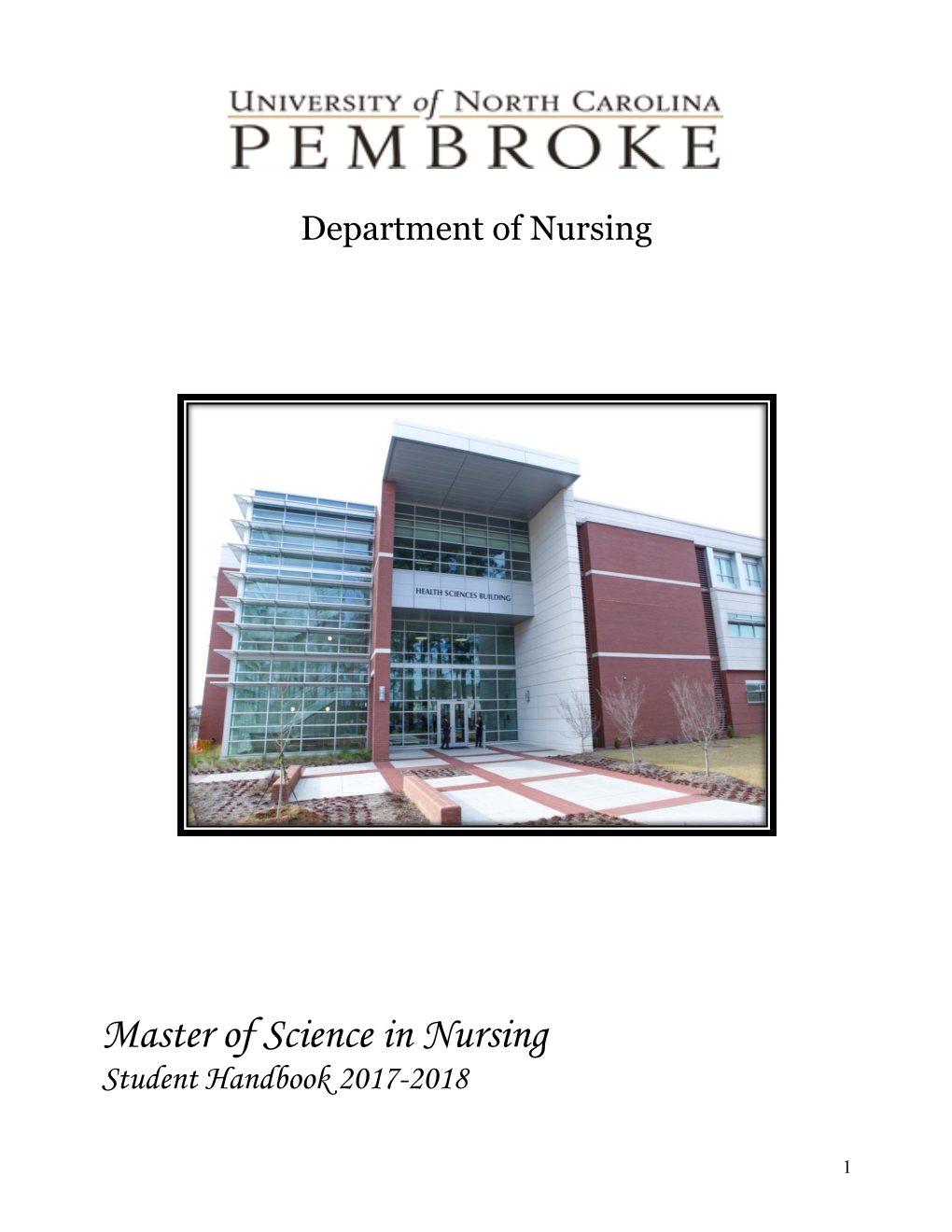 Master of Science in Nursing Student Handbook 2017-2018