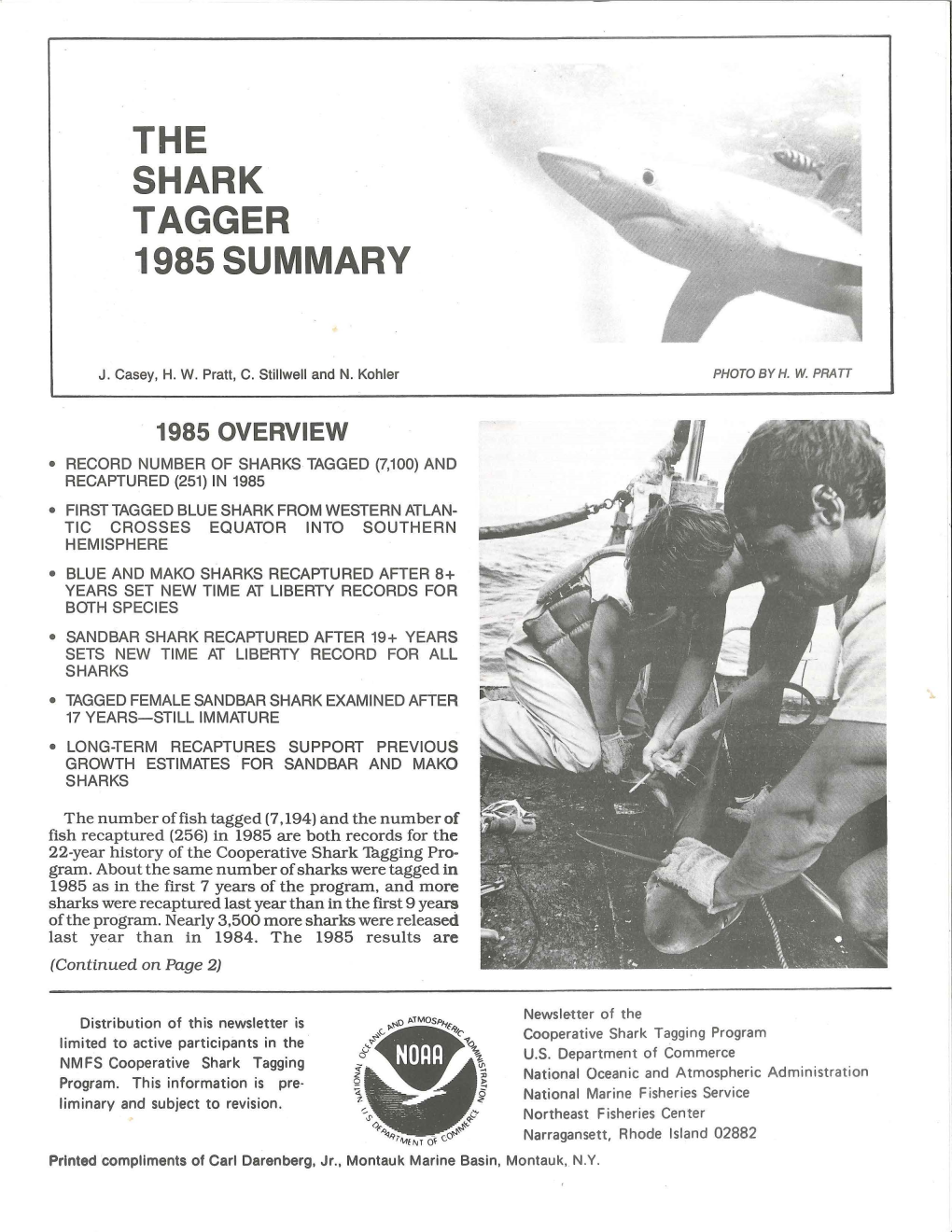 The Shark Tagger 1985 Summary