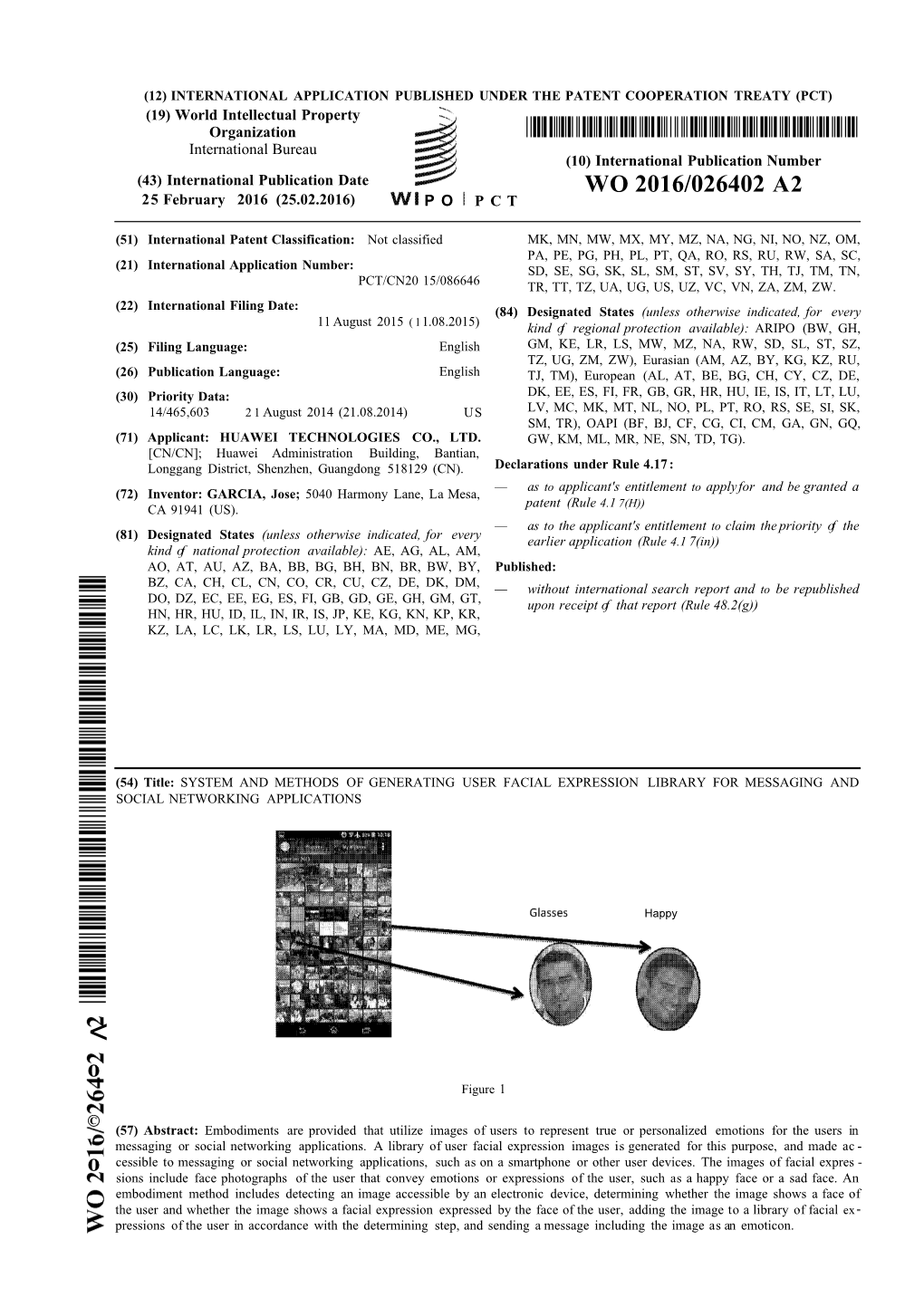 WO 2016/026402 A2 25 February 2016 (25.02.2016) P O P C T