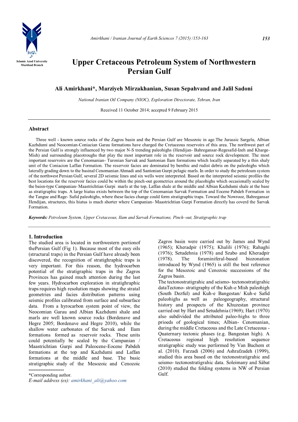 Upper Cretaceous Petroleum System of Northwestern Persian Gulf