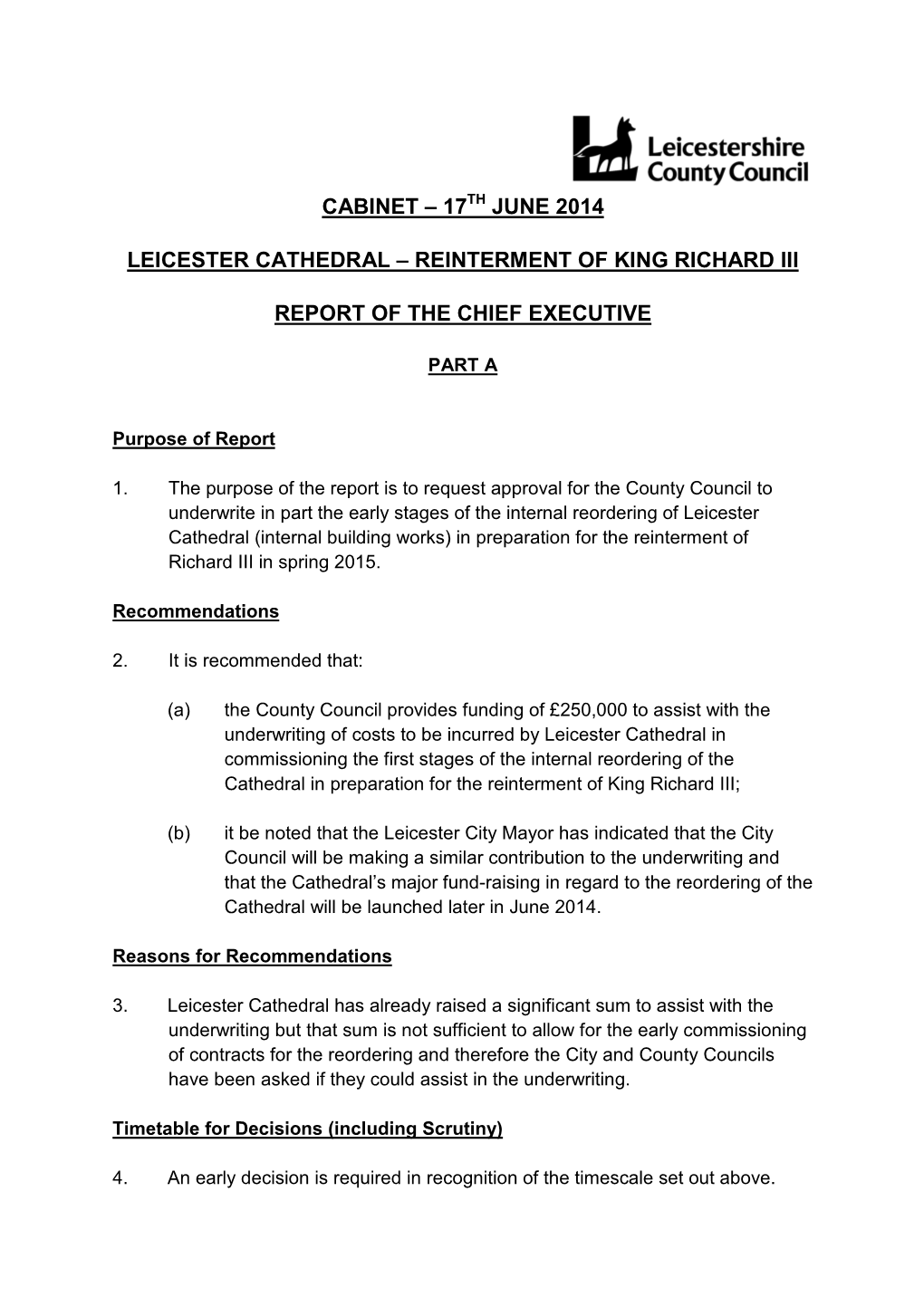 June 2014 Leicester Cathedral – Reinterment of King Richard Iii Report