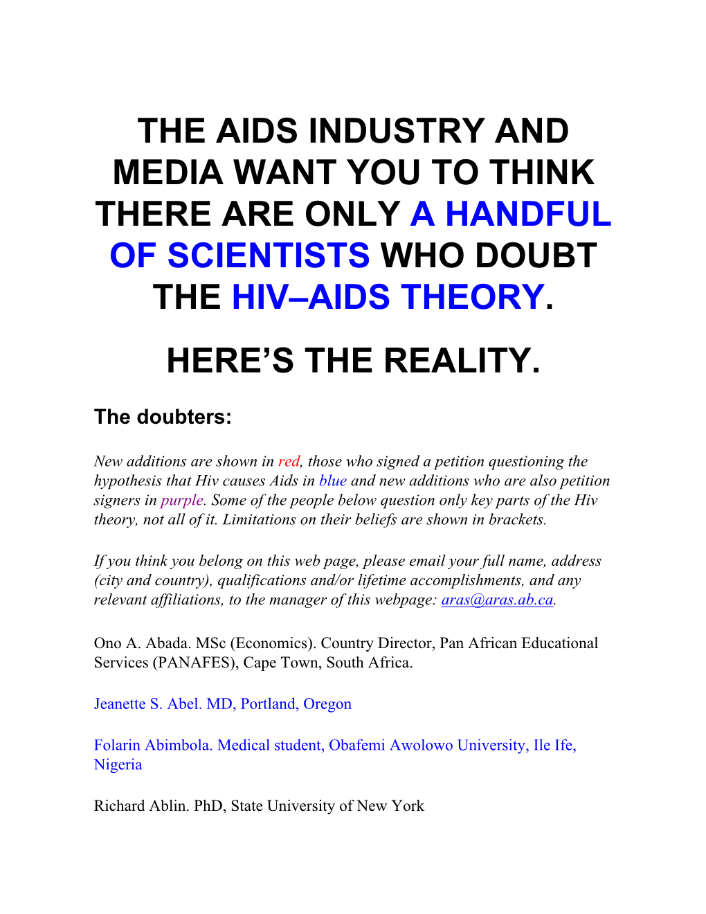 HIV/AIDS Rethinkers