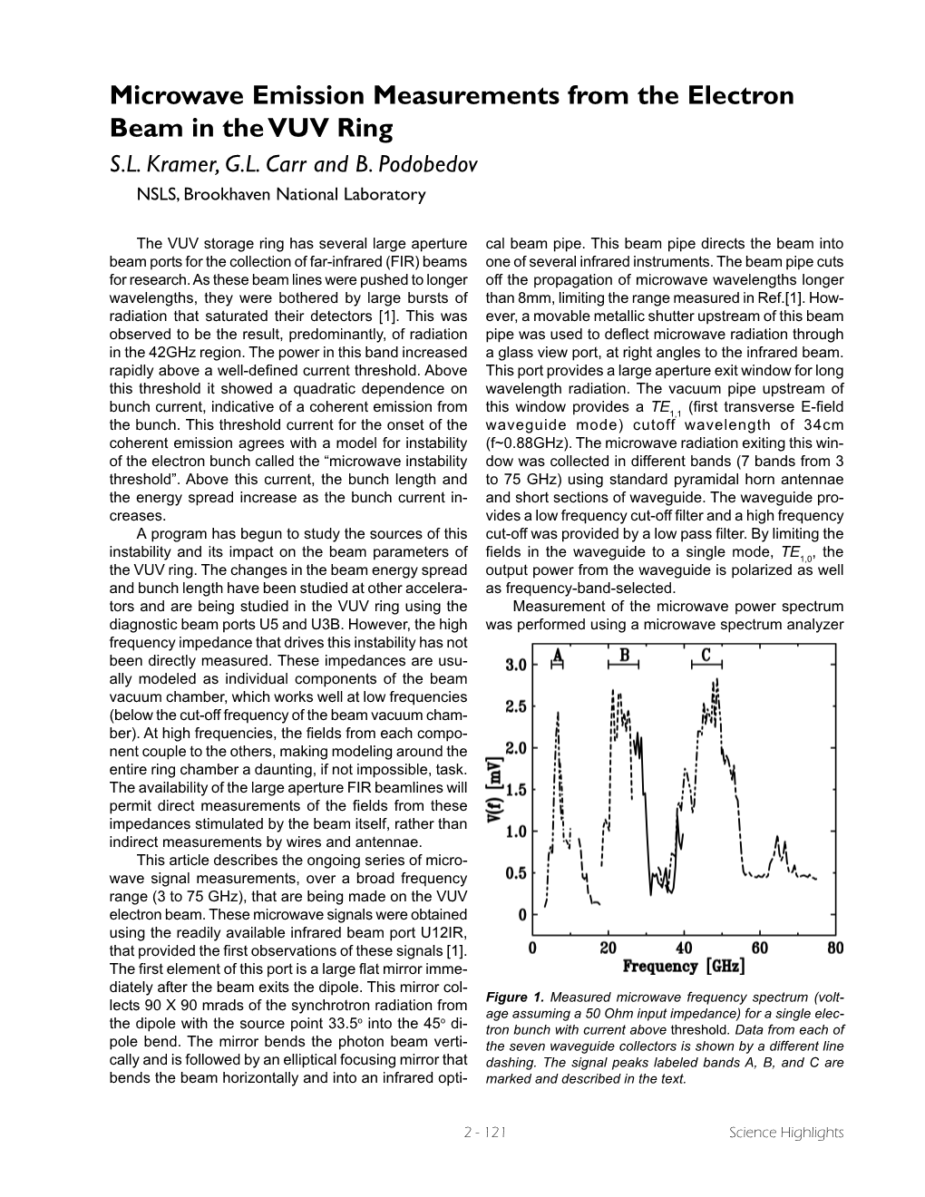 Microwave Emission Measurements from the Electron Beam in the VUV Ring S.L