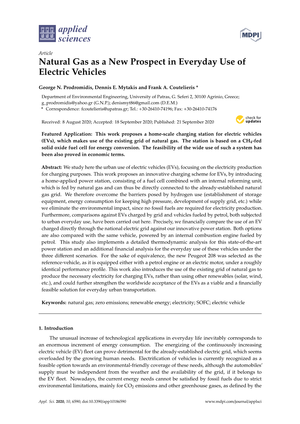 Natural Gas As a New Prospect in Everyday Use of Electric Vehicles