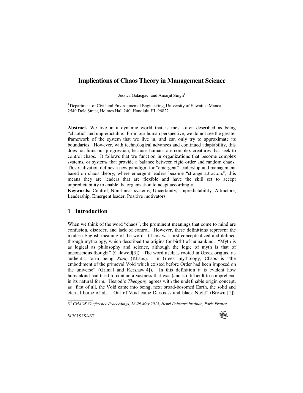 Implications of Chaos Theory in Management Science