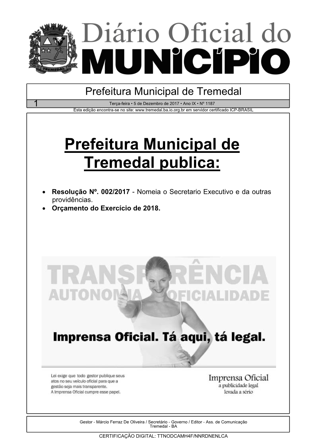 Prefeitura Municipal De Tremedal Publica