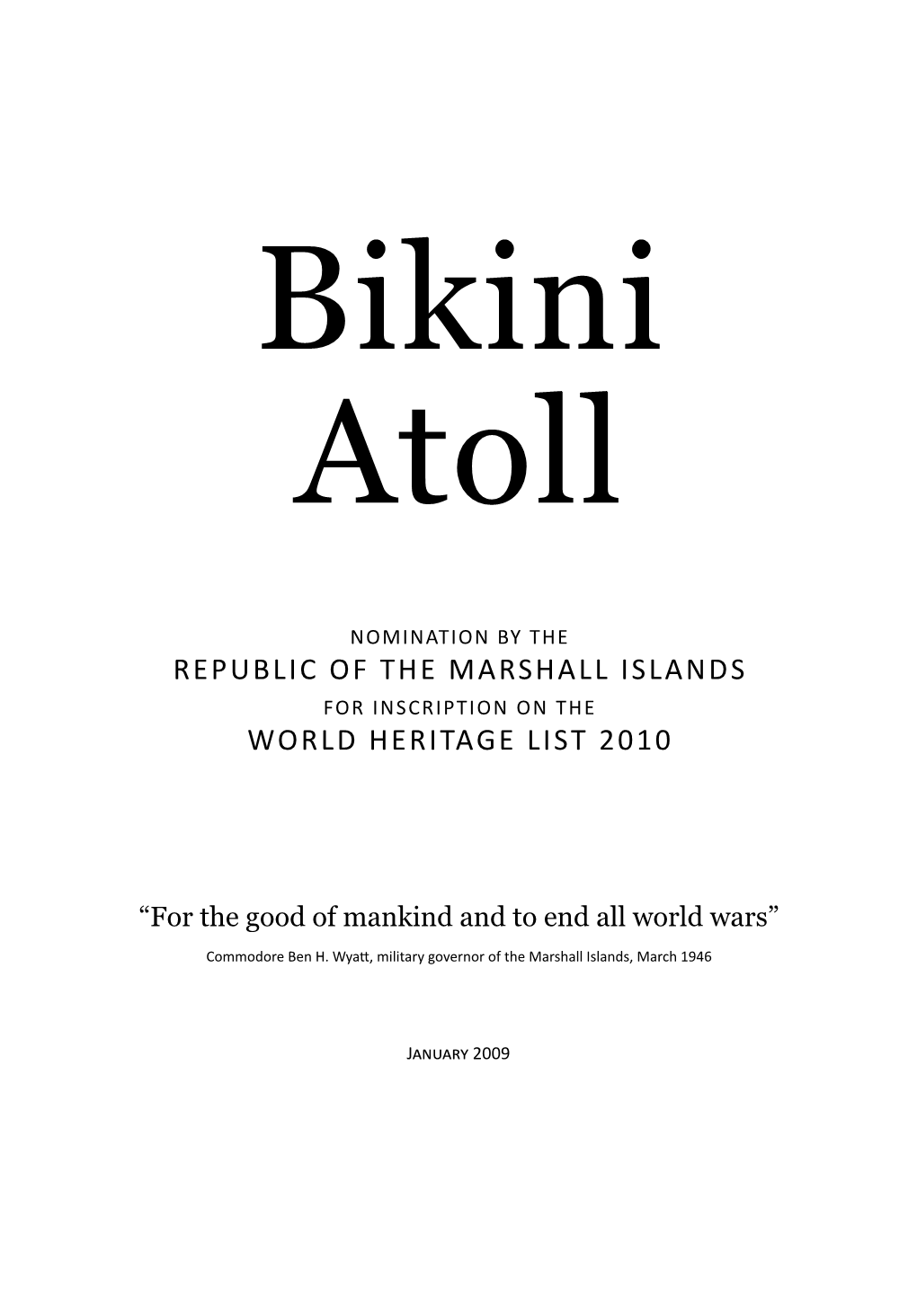 Bikini Atoll 2009 World Heritage Nomination Document in PDF