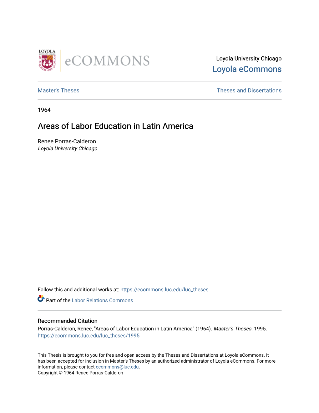 Areas of Labor Education in Latin America