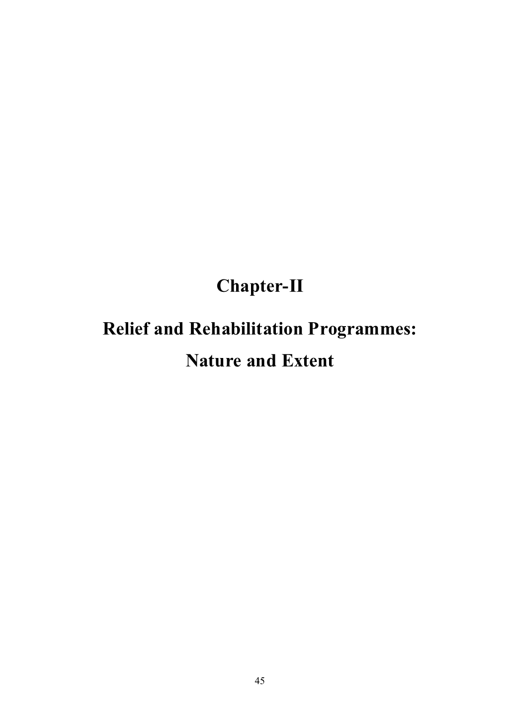 Chapter-II Relief and Rehabilitation Programmes