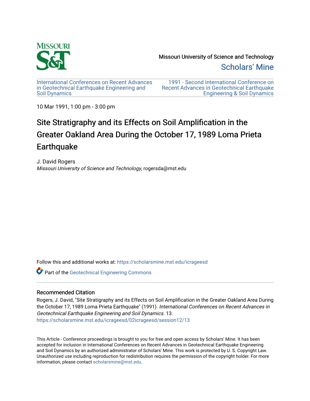 Site Stratigraphy and Its Effects on Soil Amplification in the Greater Oakland Area During the October 17, 1989 Loma Prieta Earthquake