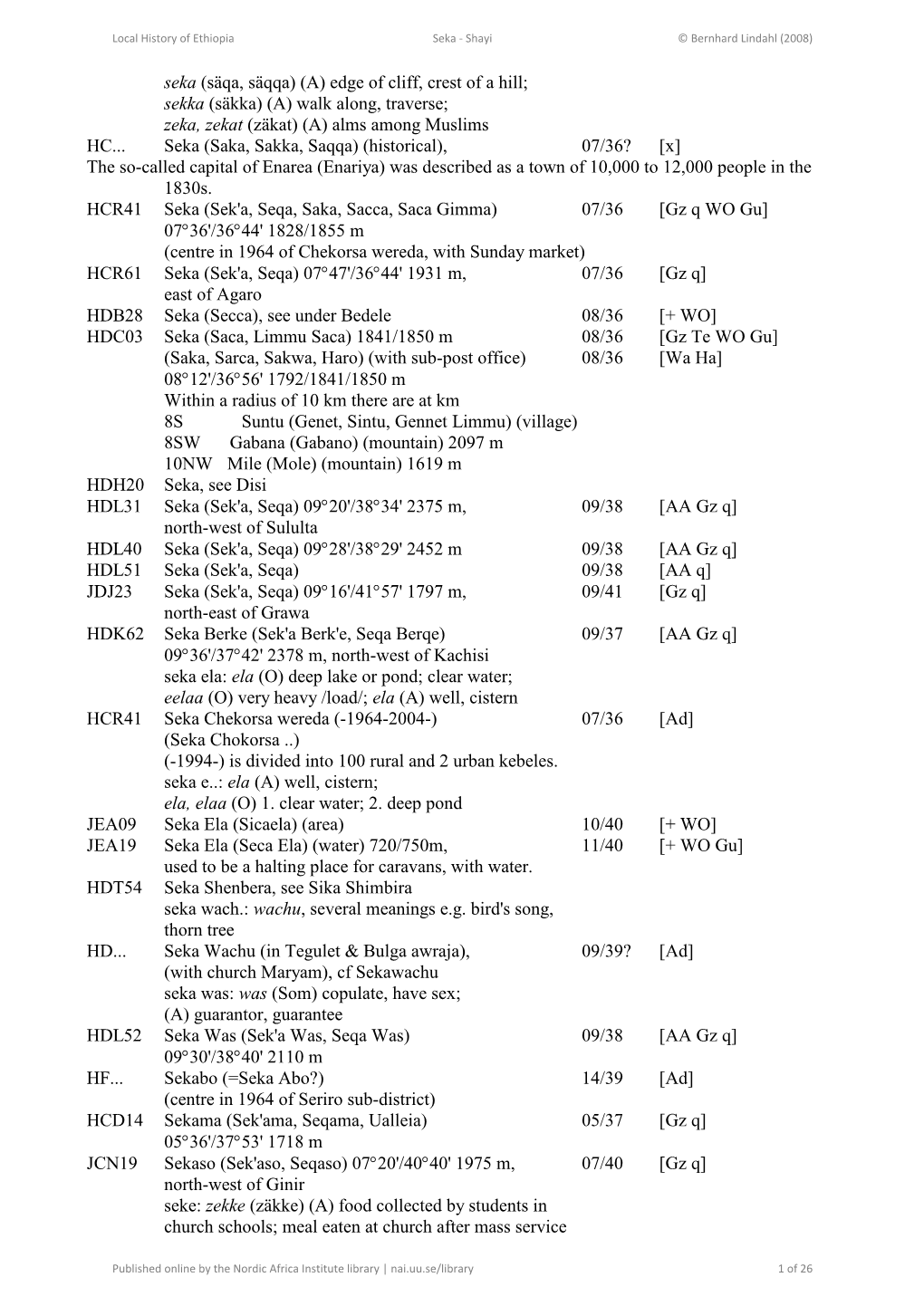 Local History of Ethiopia Seka - Shayi © Bernhard Lindahl (2008)