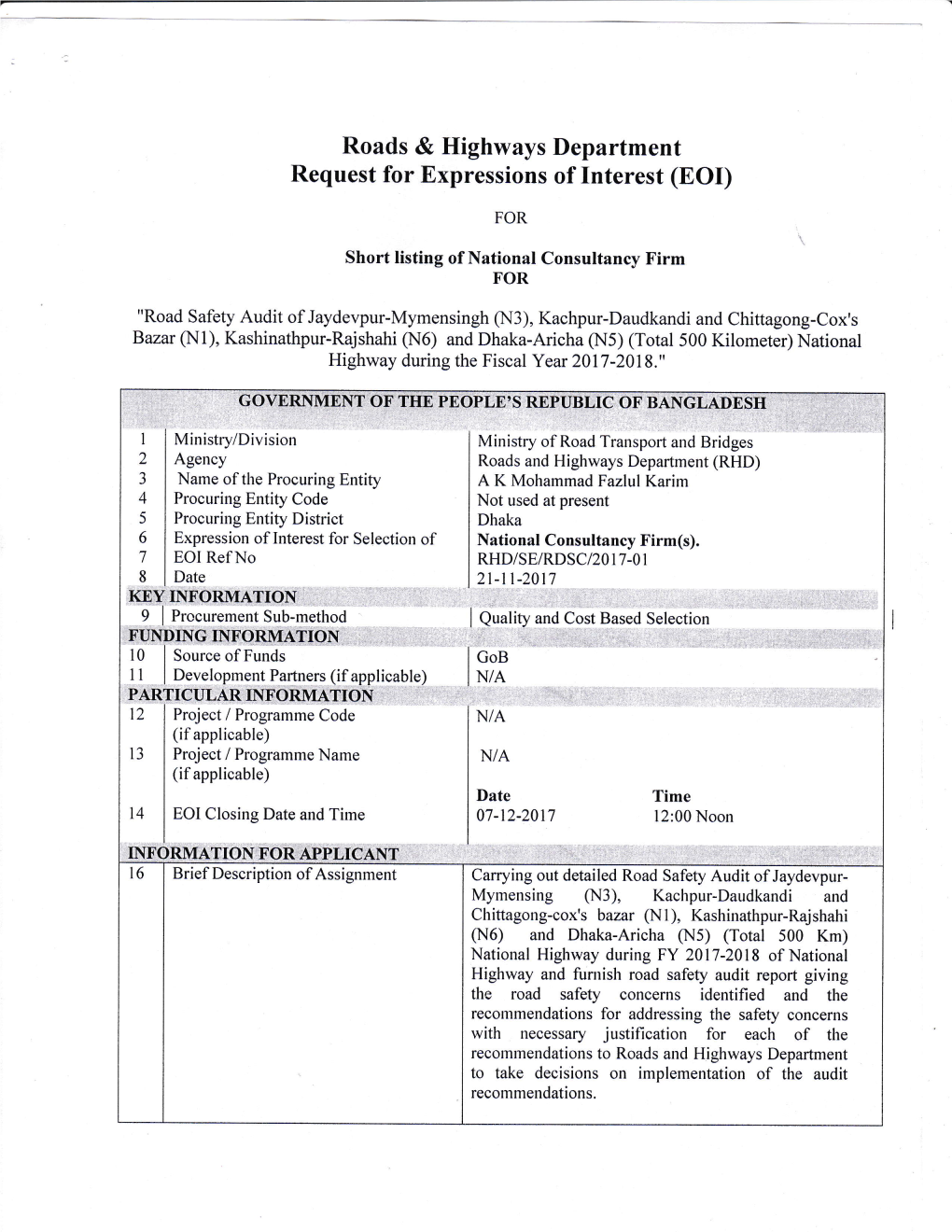 Roads & Highways Department