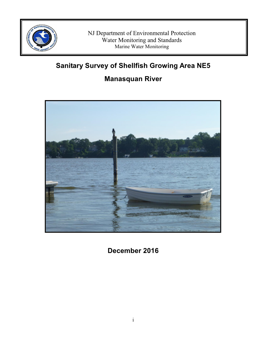 Sanitary Survey of Shellfish Growing Area NE5 Manasquan River December 2016