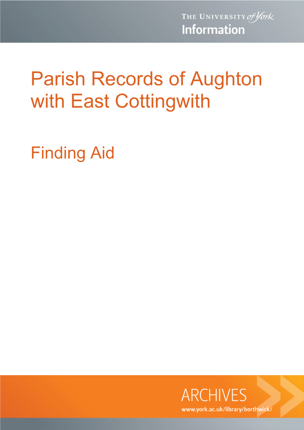 Parish Records of Aughton with East Cottingwith
