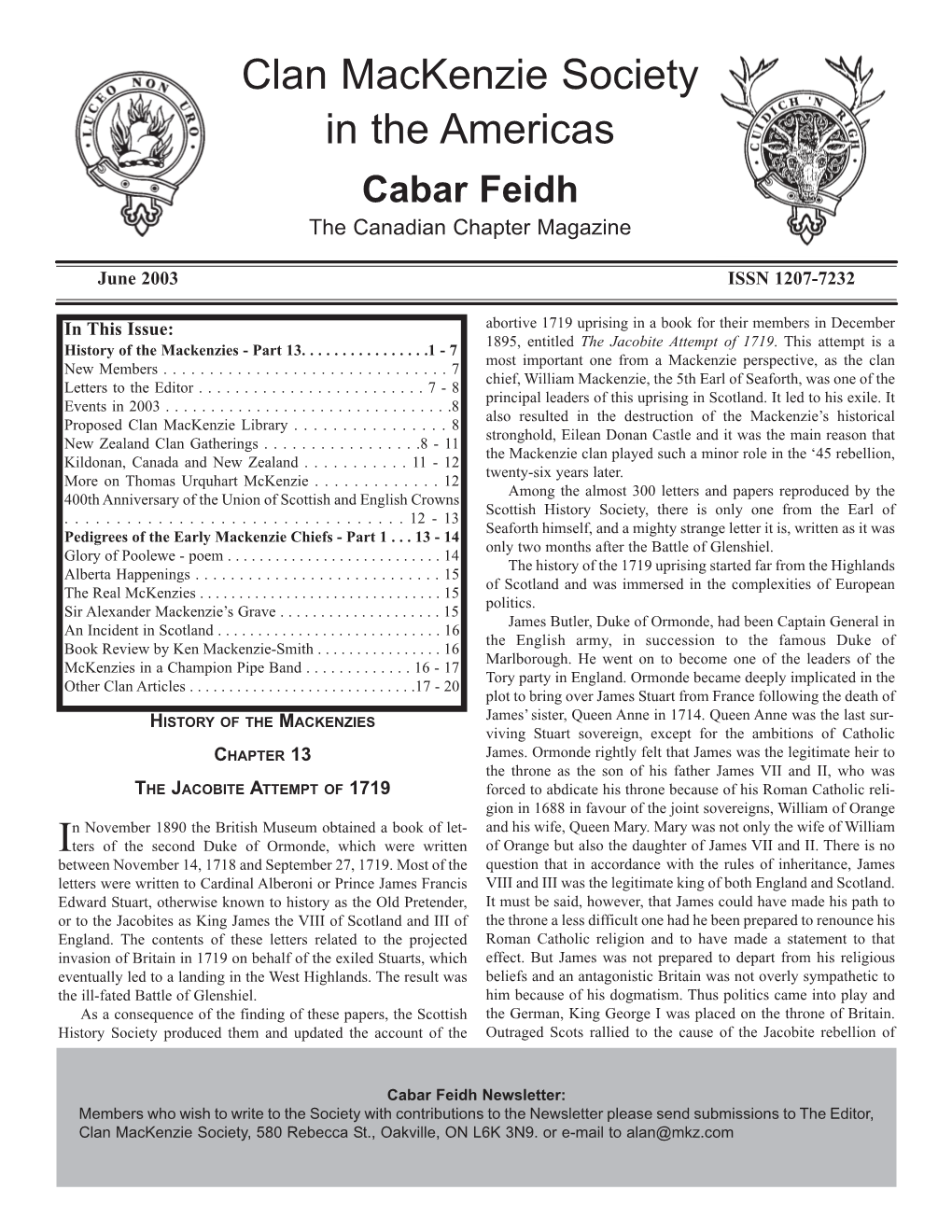 June 2003 Newsletter