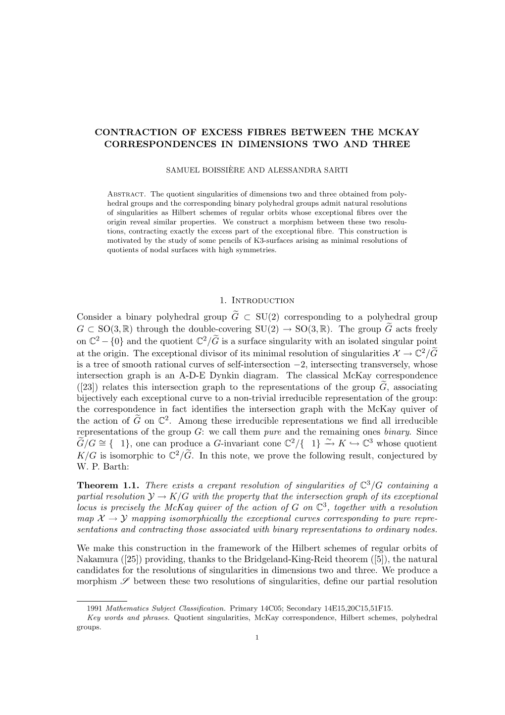 Contraction of Excess Fibres Between the Mckay Correspondences in Dimensions Two and Three