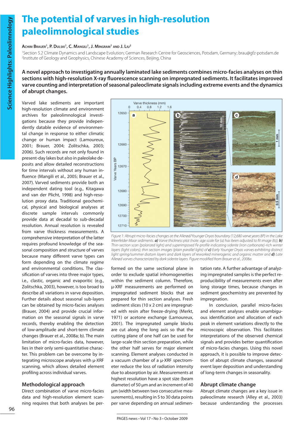 The Potential of Varves in High-Resolution Paleolimnological Studies