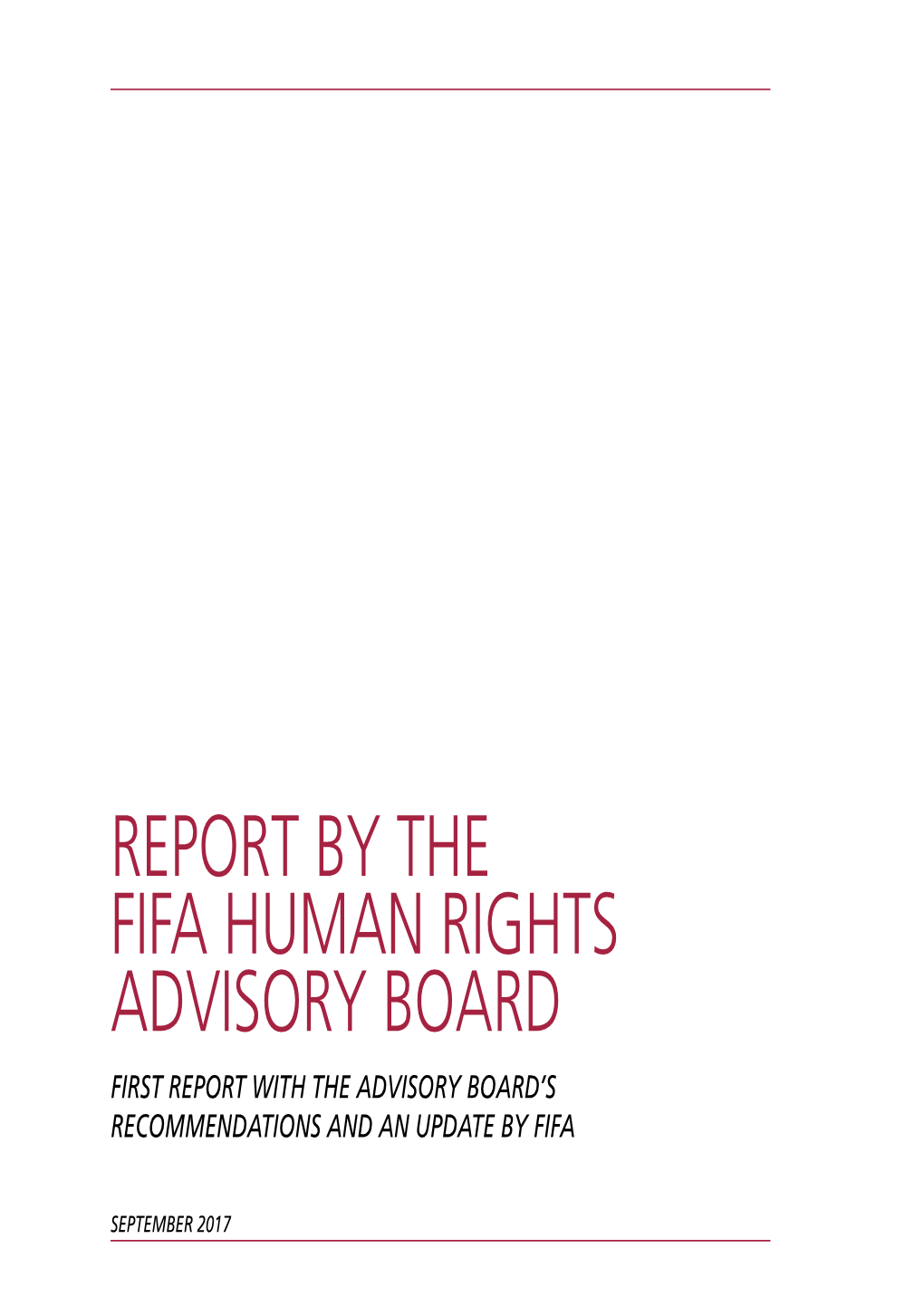 First Report by the FIFA Human Rights Advisory Board