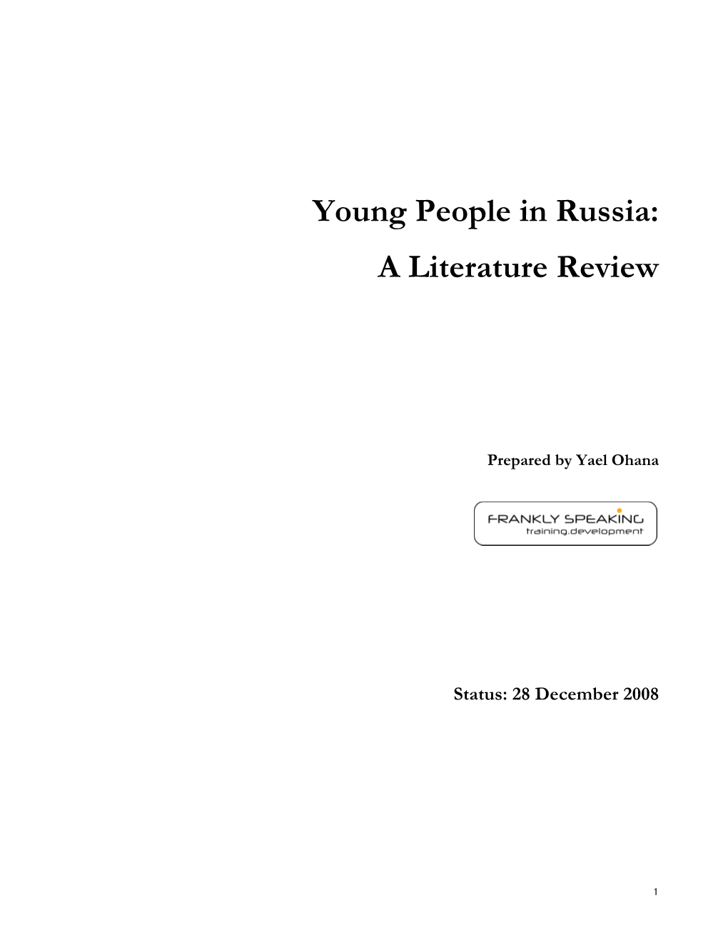 Young People in Russia: a Literature Review