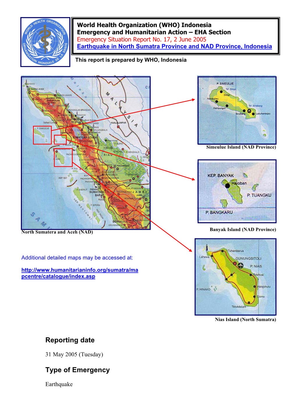 Reporting Date Type of Emergency