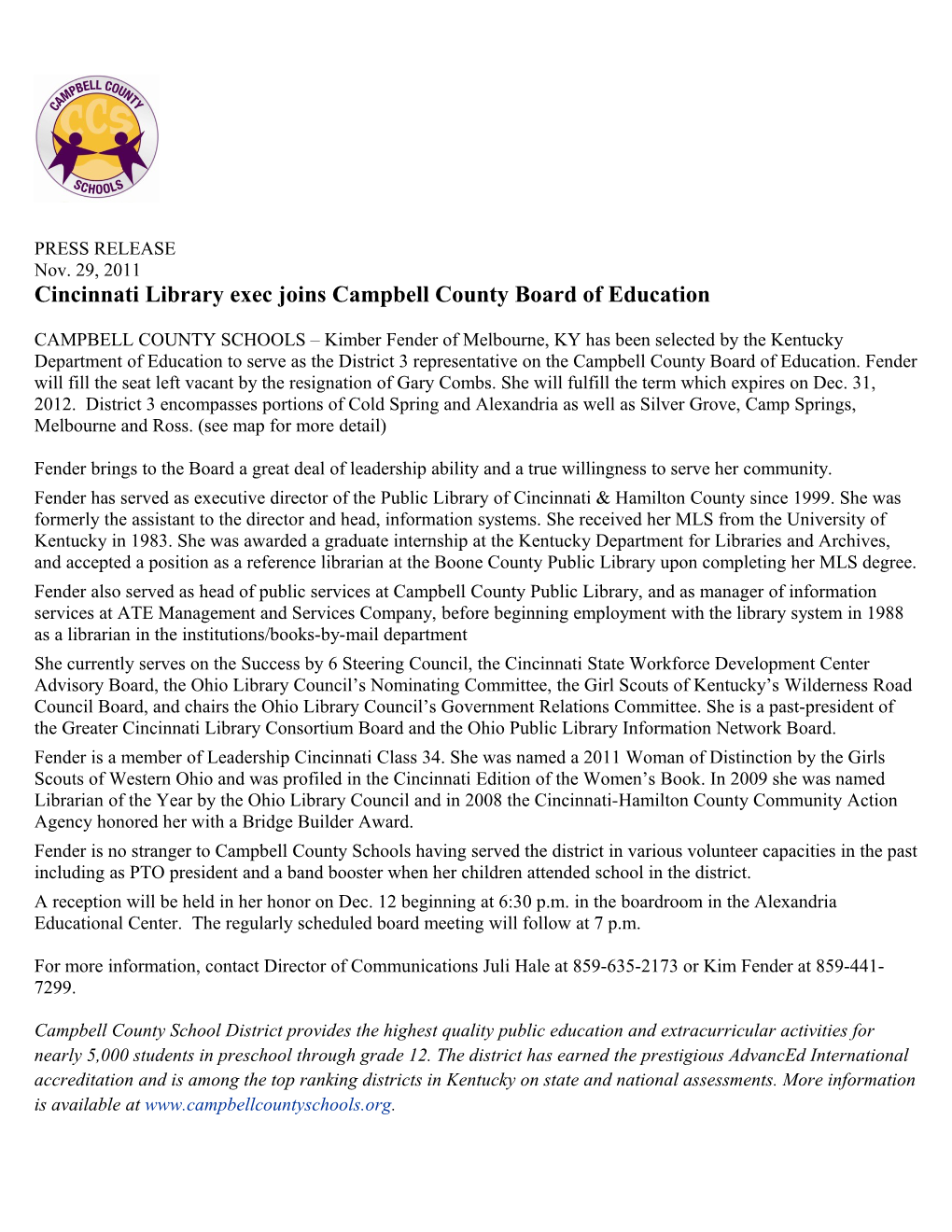 Cincinnati Library Exec Joins Campbell County Board of Education