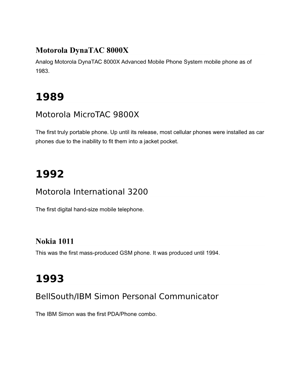 Motorola Dynatac 8000X Motorola Microtac 9800X Motorola