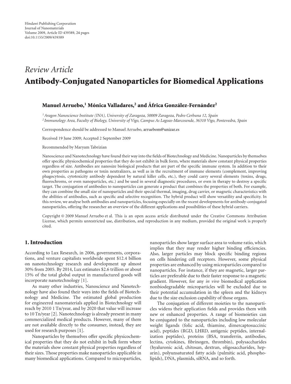 Antibody-Conjugated Nanoparticles for Biomedical Applications