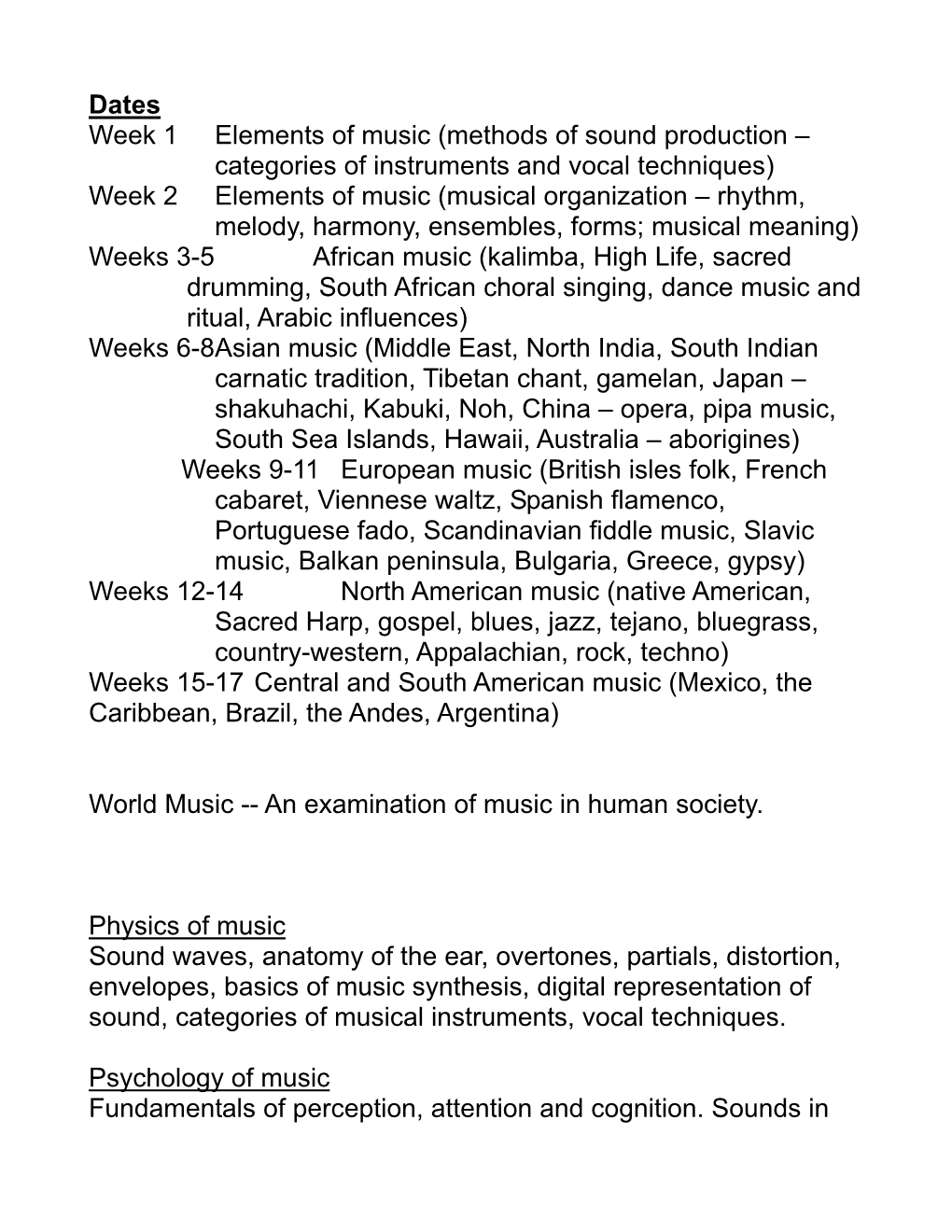 (Methods of Sound Production – Categories of Instruments and Vocal