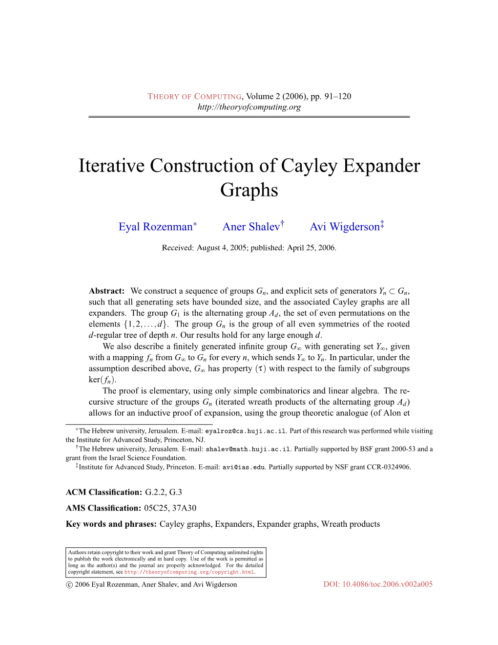 Iterative Construction of Cayley Expander Graphs