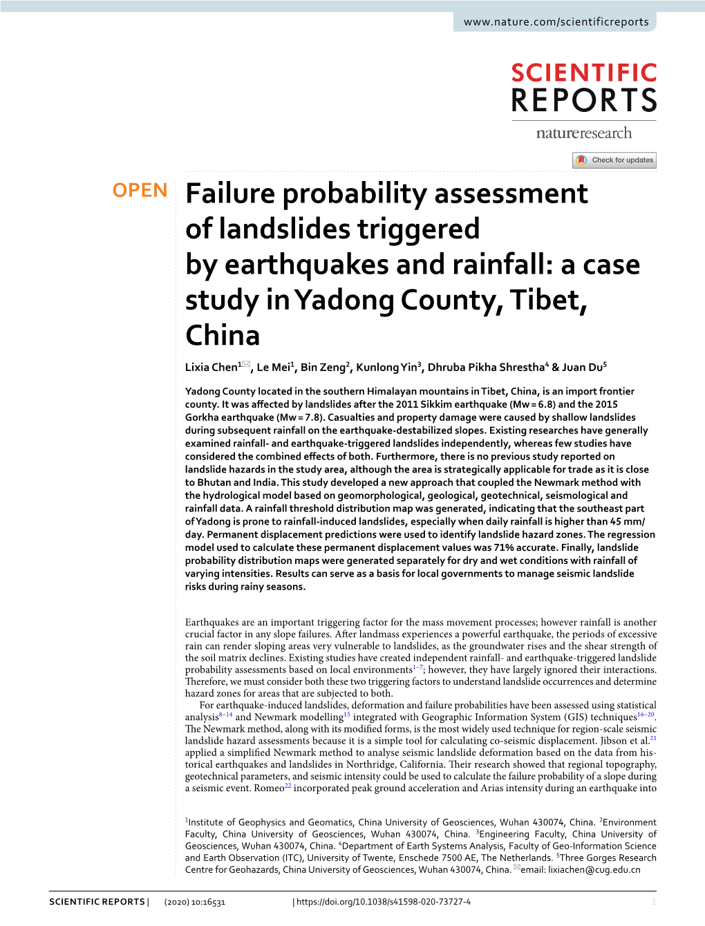 Failure Probability Assessment of Landslides Triggered by Earthquakes