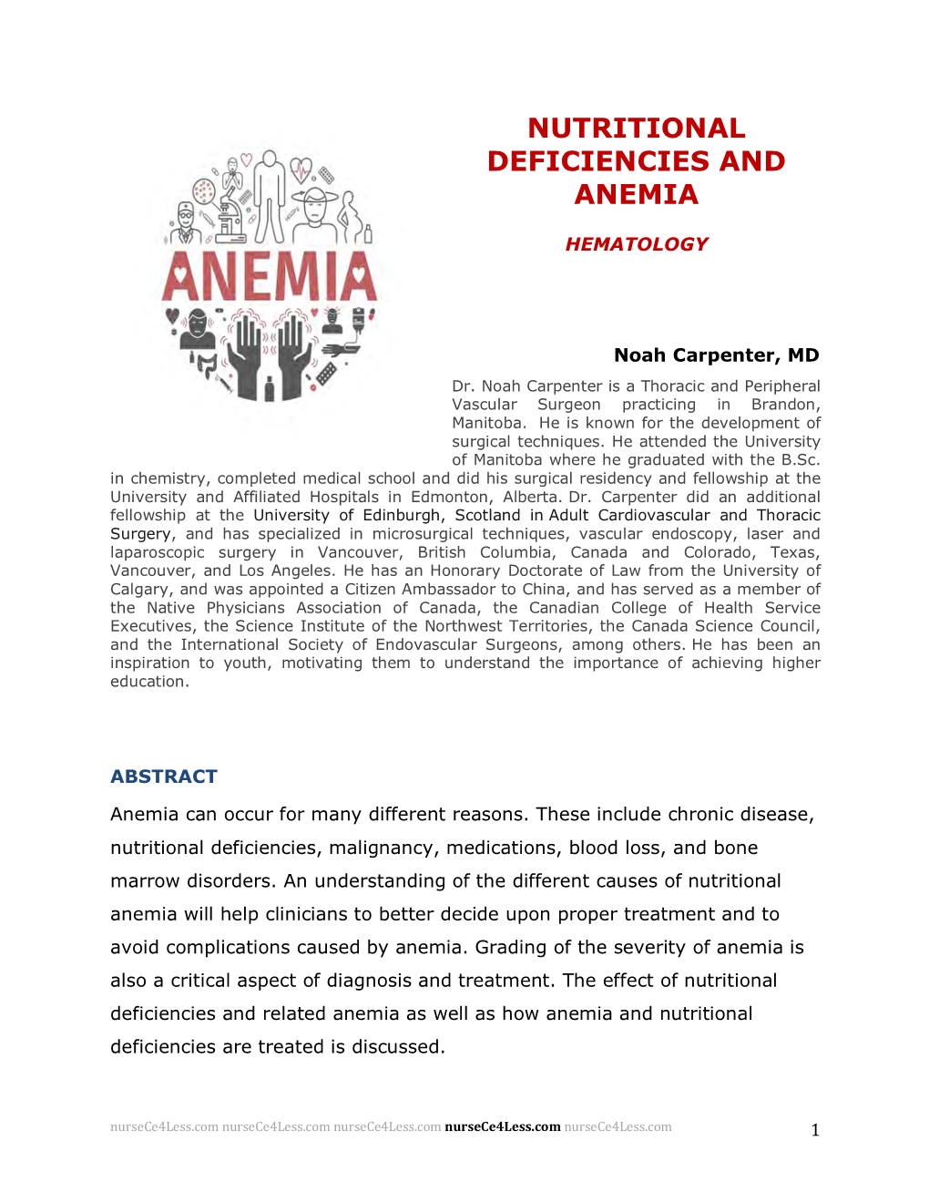 Nutritional Deficiencies and Anemia