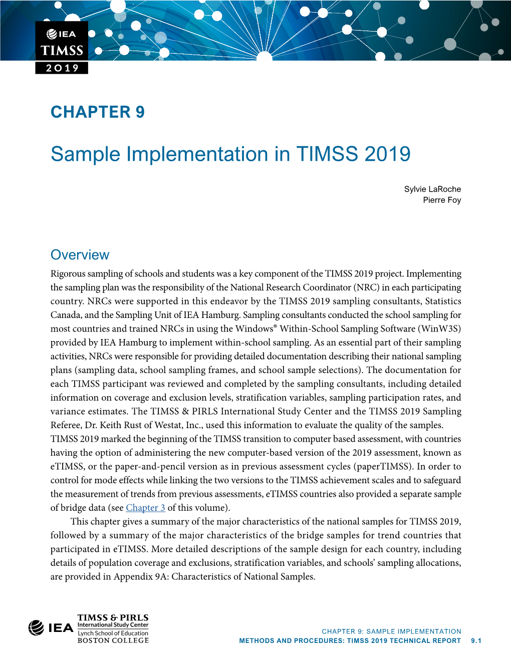 Sample Implementation in TIMSS 2019