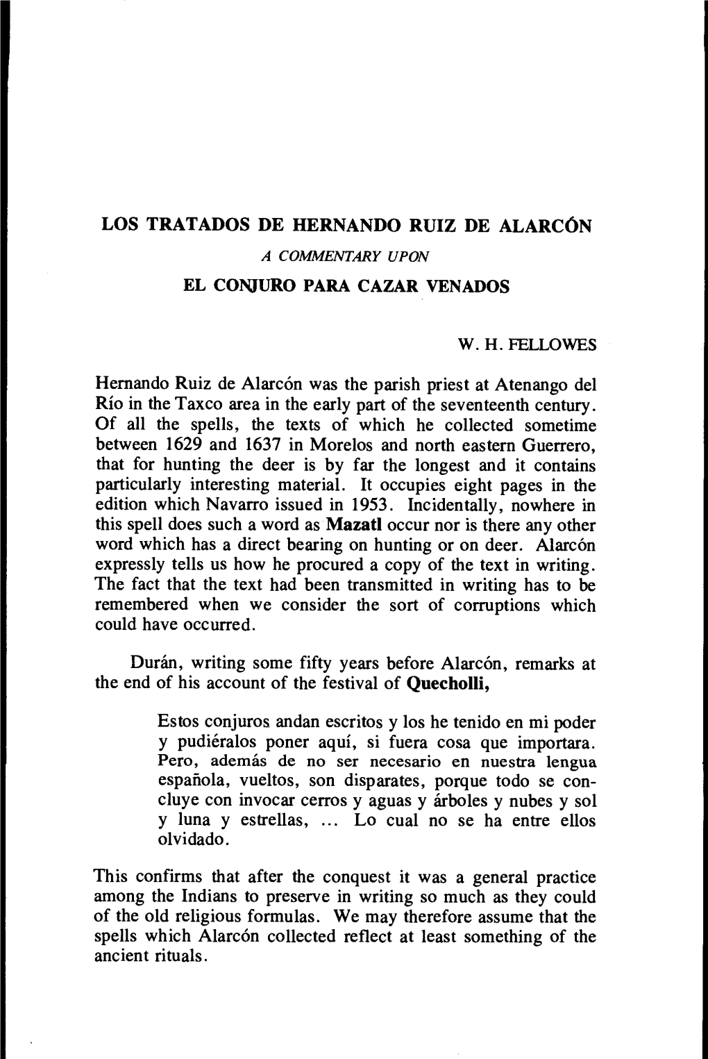 Los Tratados De Hernando Ruiz De Alarcón W. H
