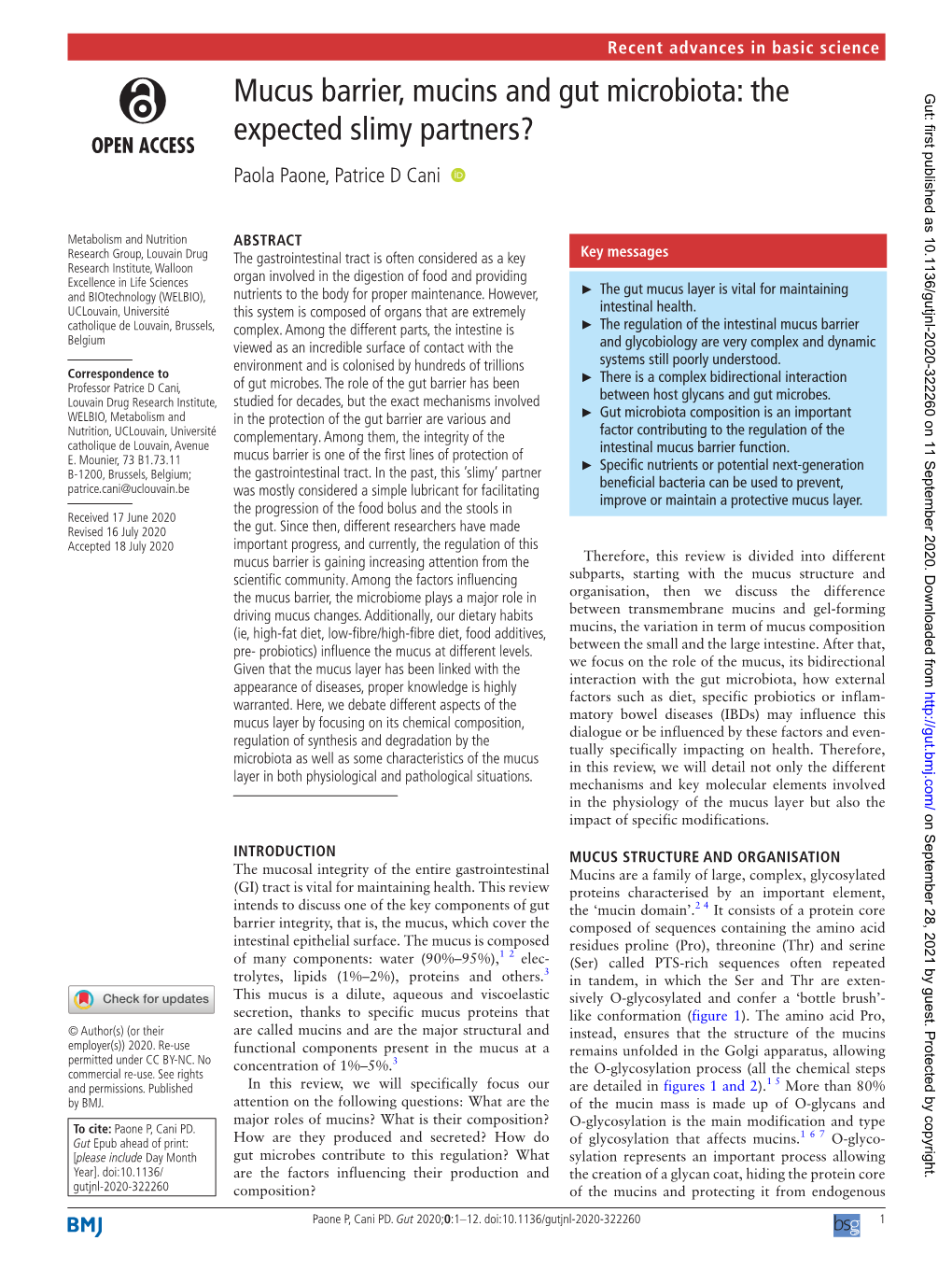 Mucus Barrier, Mucins and Gut Microbiota: the Expected Slimy