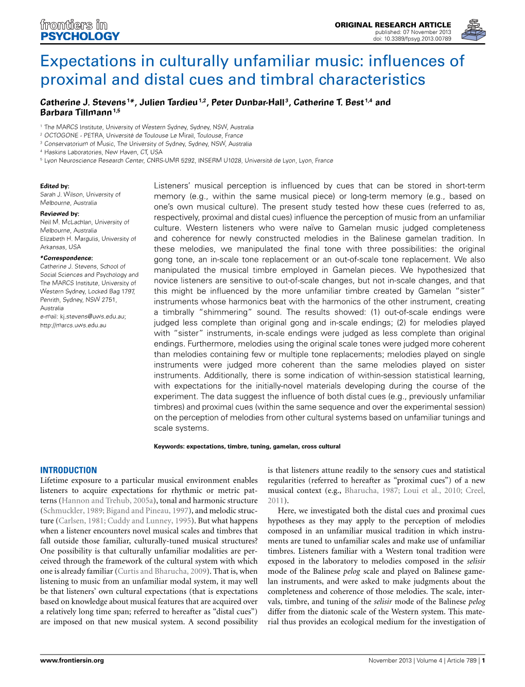 Influences of Proximal and Distal Cues and Timbral Characteristics