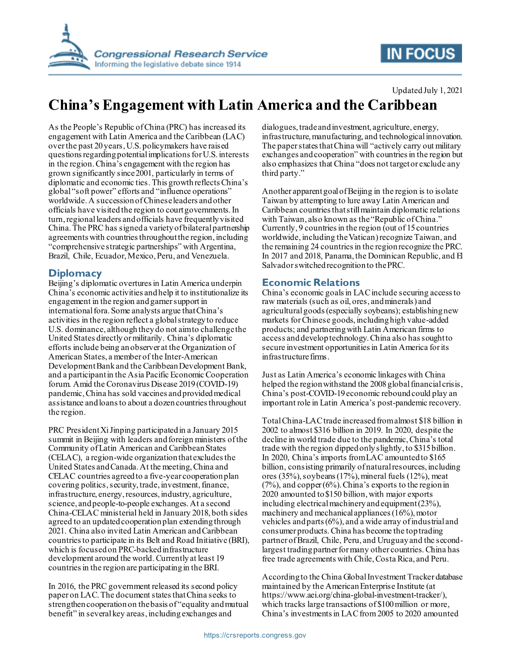 China's Engagement with Latin America and the Caribbean