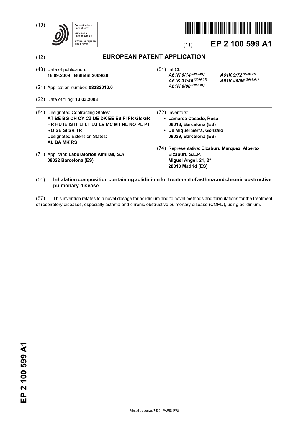 Inhalation Composition Containing Aclidinium for Treatment of Asthma and Chronic Obstructive Pulmonary Disease