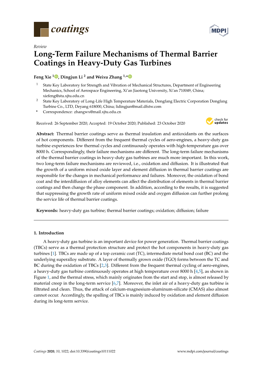 Long-Term Failure Mechanisms of Thermal Barrier Coatings in Heavy-Duty Gas Turbines