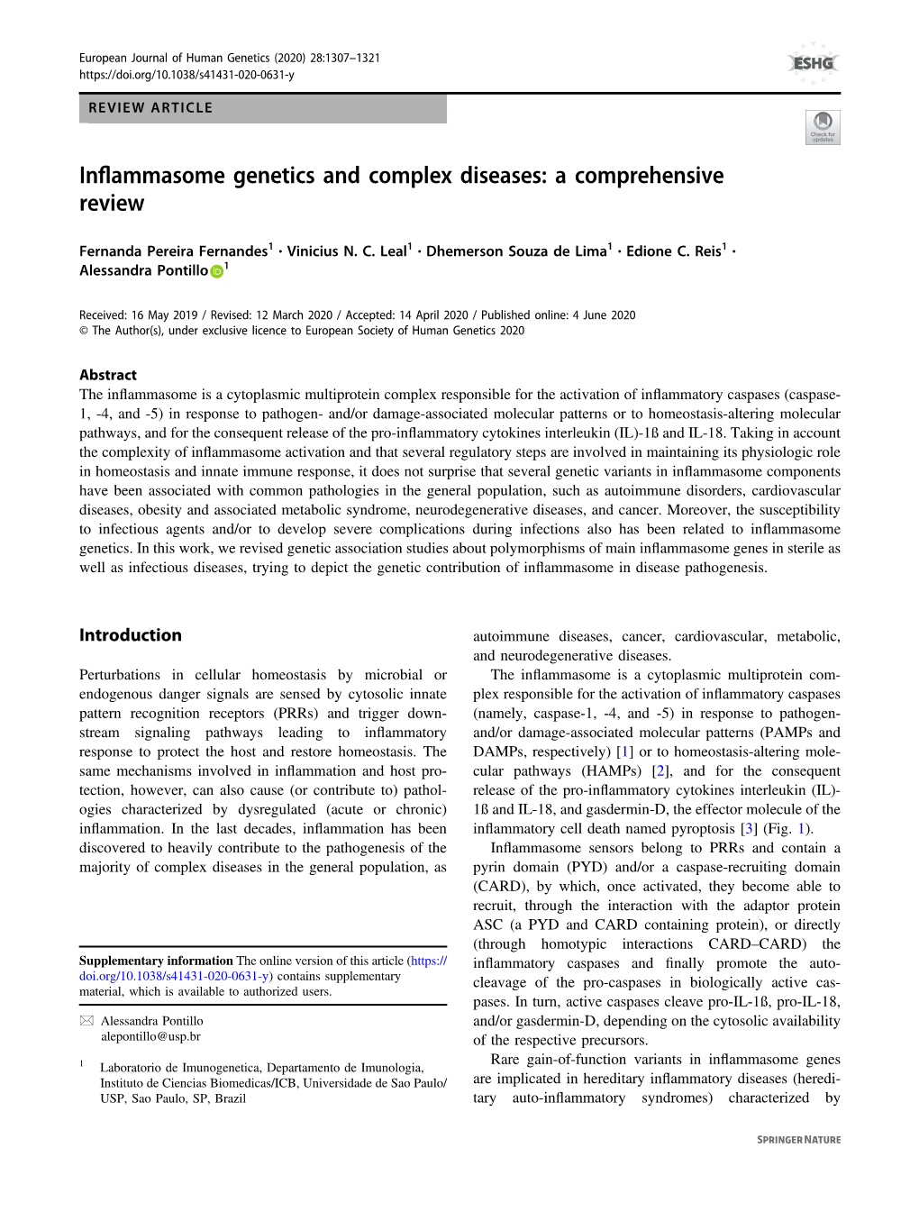 Inflammasome Genetics and Complex Diseases: a Comprehensive Review